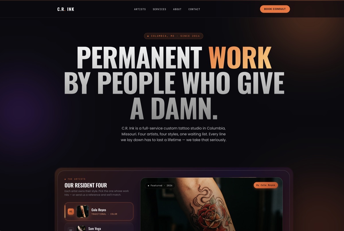 C.R. Ink Tattoo — Columbia tattoo studio site