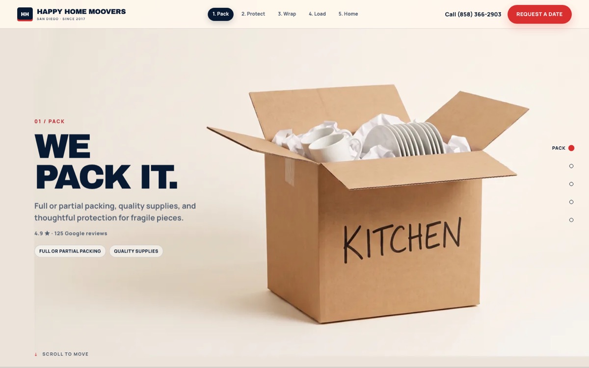Happy Home Moovers — San Diego moving company site